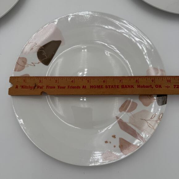 Set of 4 Fall Dinner Plates Muted Pink and Brown Tones - Picture 6 of 7